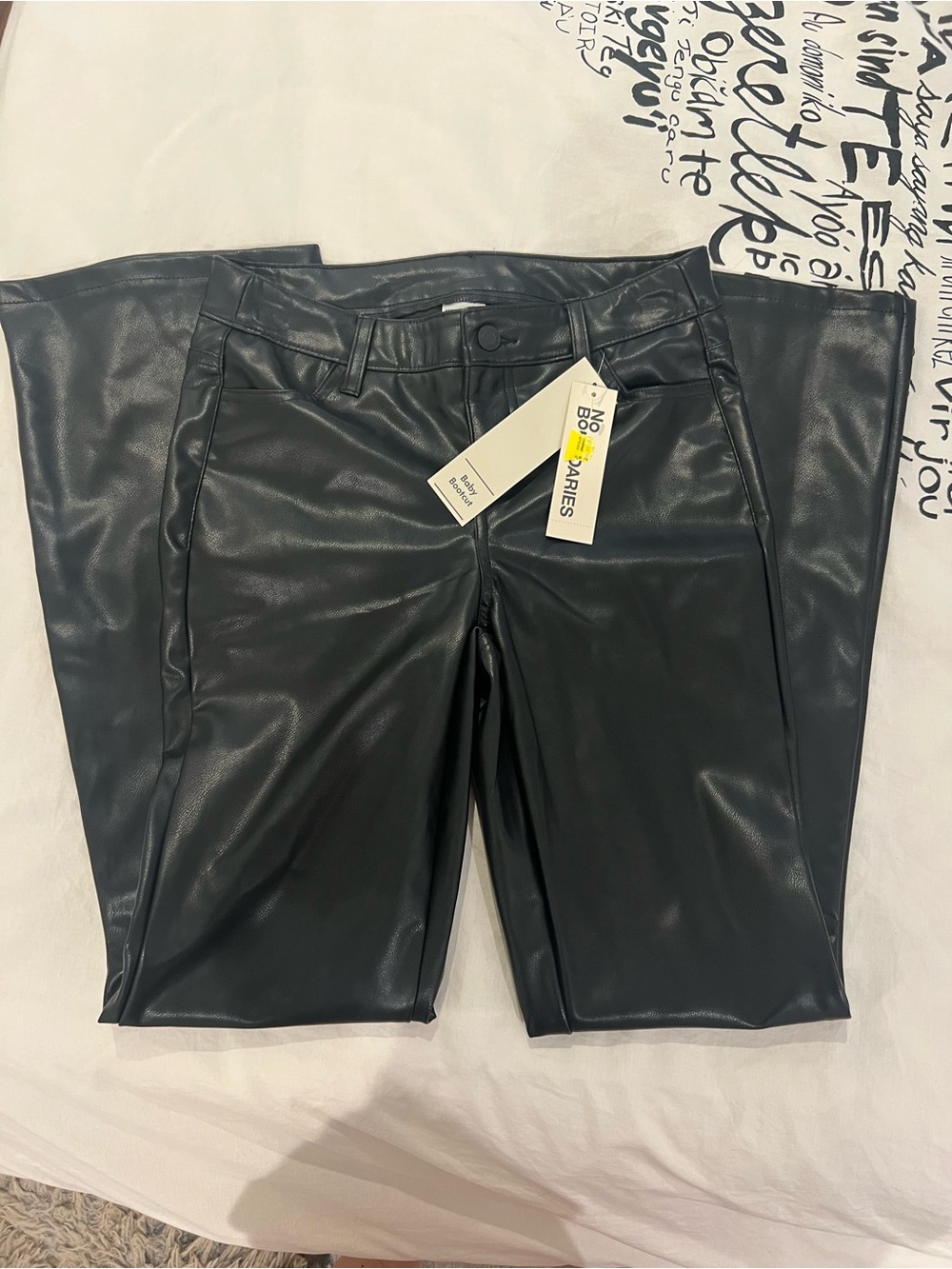 No Boundaries Black Faux Leather Baby Bootcut Pants